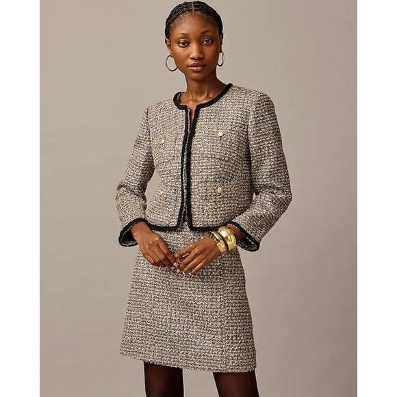 J. Crew Collection Metallic Gray Silver Louisa Lady Jacket Tinsel Tweed size 8 - Picture 1 of 11